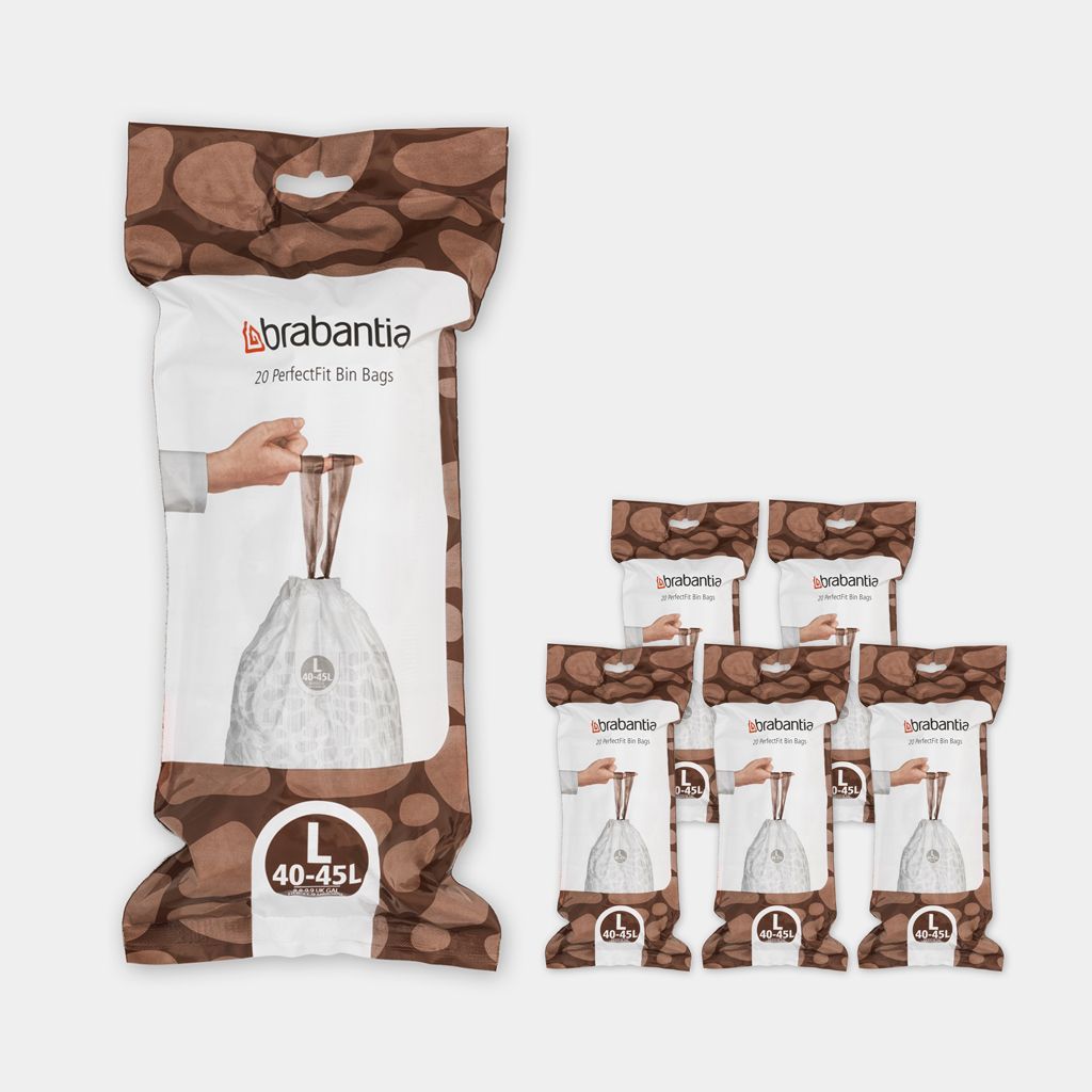 Brabantia PerfectFit Vuilniszakken - 45 l - Code L - 20 stuks - Wit