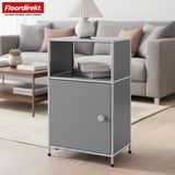 FLOORDIREKT Metalen Rek Concept Epure MK-040 - Opbergrek Met 3 Verdiepingen Deur & Legplanken - 40 x 65 x 40 cm - Grijs