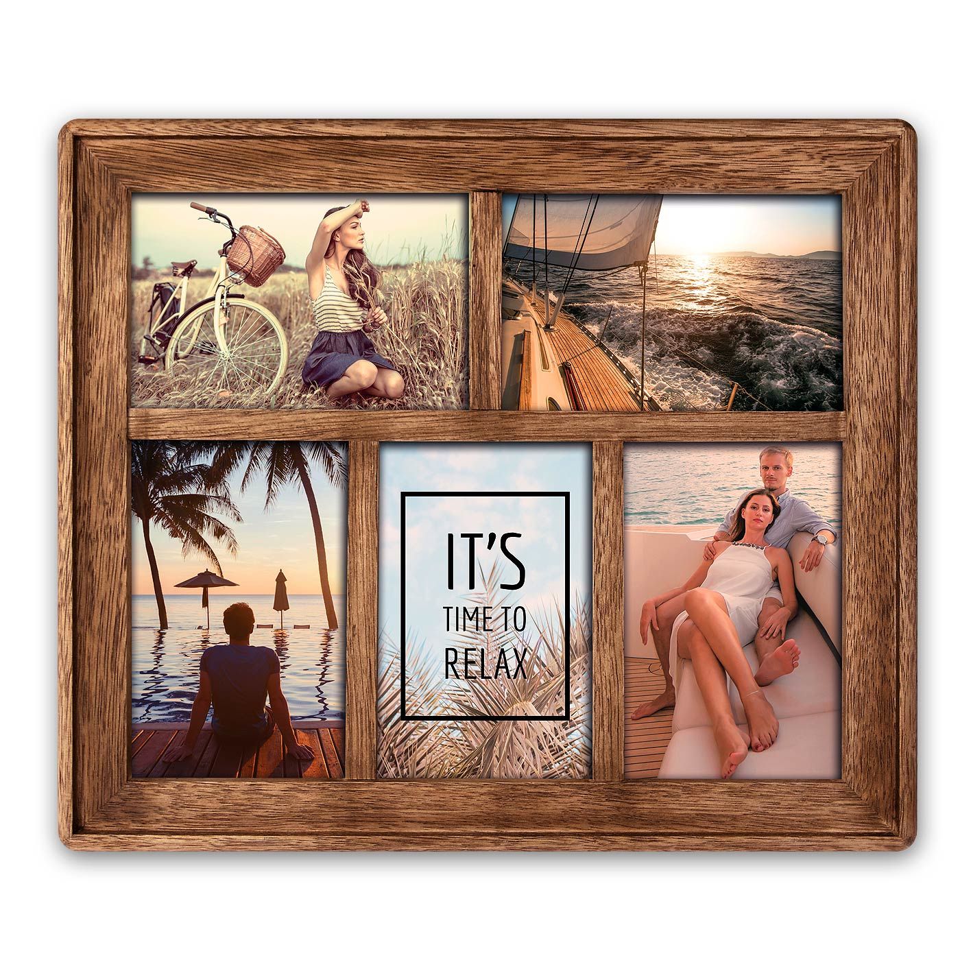 ZEP BM546 Multi Picture Frame - Brown - Holds 5 Photos - 10x15cm