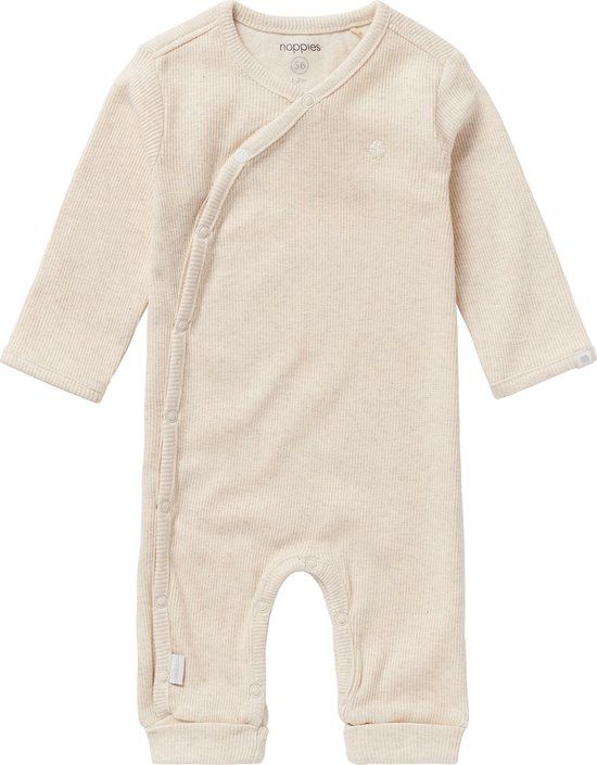 Noppies U Playsuit LS Rib Nevis - Oatmeal - Maat 56 - Unisex