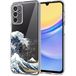 Unov Hoesje compatibel met Galaxy A15 hoesje transparant met ontwerp zachte TPU schokabsorptie slank reliëf patroon beschermend 6,5 inch (Great Wave)