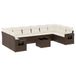 VidaXL Loungeset met kussens, poly rotan, bruin