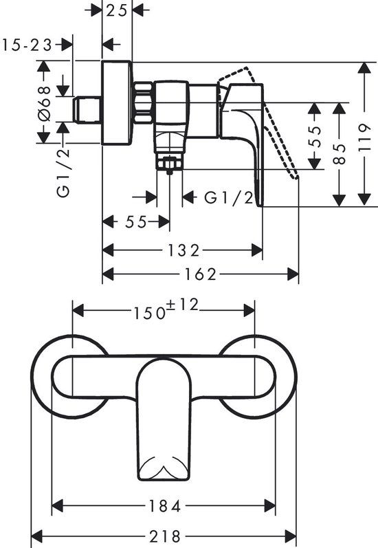 Hansgrohe Rebris E Opbouw Douchemengkraan Chroom 72650000