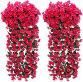 Unyqoos ® Guirlande Fleurie Vivante pour Décoration Intérieure et Extérieure - Lot de 2 Pièces en Rouge