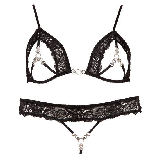 Abierta Fina Lingerie Set - Zwart - Maat L