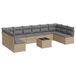 vidaXL 11-delige Tuinset met Kussens, Polyrattan, Beige
