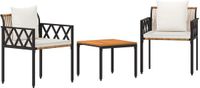 vidaXL Tuinmeubelset 3-delig Bruin en Crèmewit Polyrattan