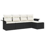 vidaXL Tuinbank Set 5-delig Zwart Poly Rattan