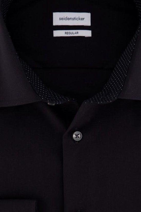 Seidensticker Regular Fit overhemd zwart - Heren - Maat 37 - Katoen