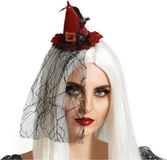 Atosa Halloween heksenhoed - mini hoedje op diadeem - rood