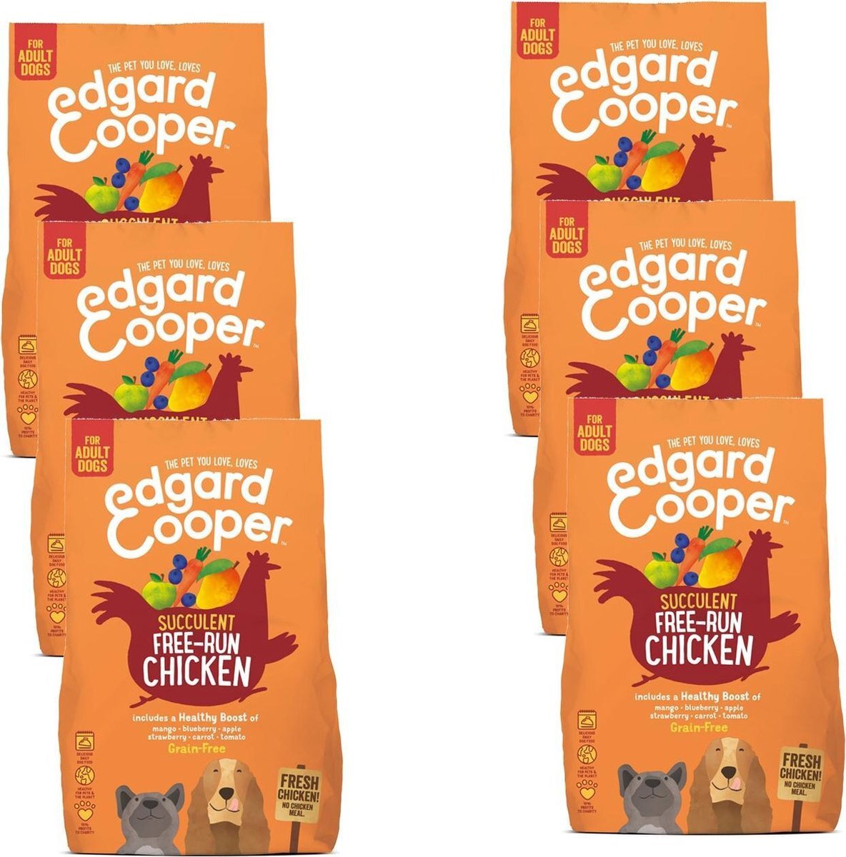 Edgard & Cooper Verse Scharrelkip Brok- Voor volwassen honden - Hondenvoer - 6 x 700g