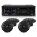 Pyle Marine Bluetooth Radio met 4 Waterbestendige 16.5 cm Speakers – Single DIN AM FM Stereo met USB SD MP3 Handsfree Bellen en Afstandsbediening