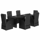 vidaXL 7-delige tuinset met kussens, polyrattan, zwart