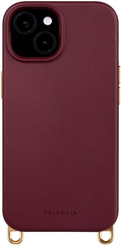 Selencia Rivièra MagSafe Backcover met afneembare haakjes voor de Apple iPhone 14 / 13 - Bold Burgundy
