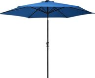 vidaXL Parasol met LED-verlichting en stalen paal 300 cm azuurblauw