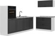 Vicco Complete keukeneenheid R-Line, Antraciet landelijk/Wit, 220 cm marmer werkblad