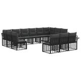 vidaXL Buiten bankenset 13 st Zwart en Donkergrijs Polyester