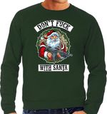 Bellatio Decorations Shoppartners Bv Grote maten Foute Kersttrui - sweater - Dont fuck with Santa - met geweer - groen - voor heren - lange mouwen XXXL
