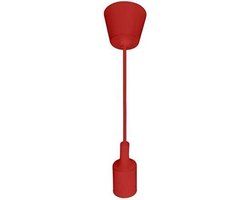 BES LED Turno Hanglamp - Rond - Mat Rood Kunststof - E27 - 100cm