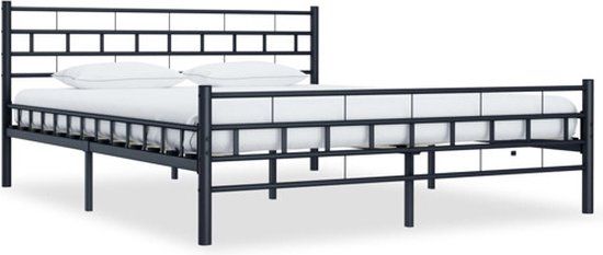 vidaXL Bedframe - staal - zwart - 160x200 cm