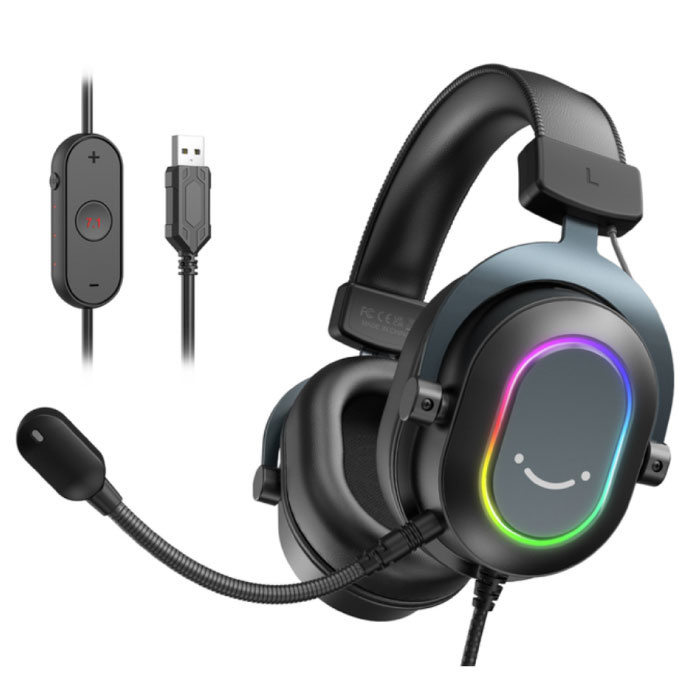 FIFINE RGB Gaming Headset - Voor PS4/XBOX/Switch/PC 7 1 Surround Sound - Headphones Koptelefoon met Microfoon Zwart
