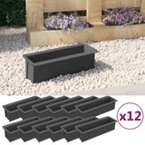 vidaXL Bloembakken voor Europallets 12 stuks Grijs PP 36x13,5x9,5 cm