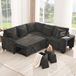 STILVORA Canapé d'angle 220x205 cm - Fonction couchage, Rangement et USB - Pour salon - Chenille gris