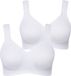 Ulla Popken - Dames - Microvezel-beha set van 2 zonder beugel voorgevormde cups - Sneeuwwit - Maat 85C