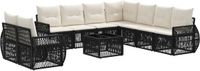vidaXL Tuinbank Set 10-delig Zwart en Crèmewit Polyrattan