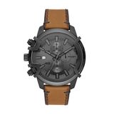 Diesel Griffed Roestvrij Staal Chronograaf Quartz Horloge, Bruin, One Size, Griffed chronograaf lederen horloge - DZ4569