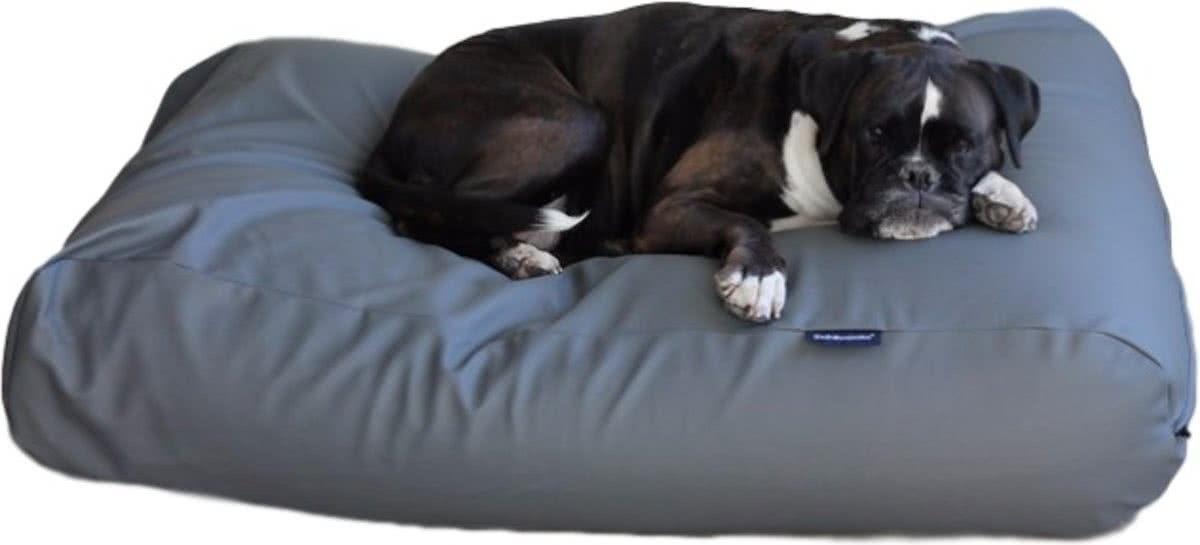 Dog's Companion Hondenkussen - S - 70 x 50 cm - Kunstleer - Muisgrijs Leather Look Vormt zich naar het lichaam van uw hond