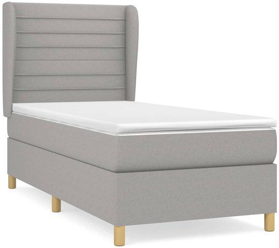 vidaXL Boxspring met matras stof lichtgrijs 90x200 cm