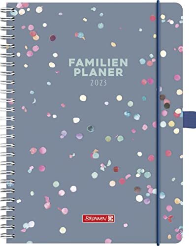 Brunnen 1070290013 Buchkalender Familienplaner 2023 "Confetti" 2 Seiten = 1 Woche Blattgröße 14,8 x 21 cm, Buchgröße 15 x 23 cm Hardcover