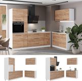 Vicco Keuken Fame-Line, Goudkleurig Eiken/Wit, 220 x 120 cm, WB Marmer