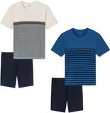 Uncover by Schiesser SCHIESSER uncover by SCHIESSER Pyjama kort blauw gestreept katoen heren