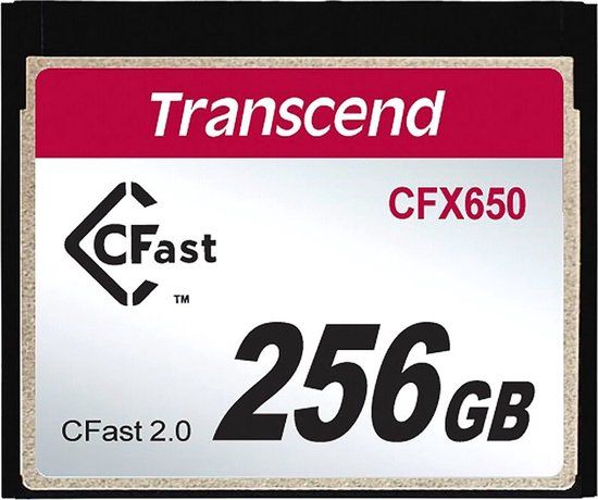 Transcend CFX650 256GB CFast 2.0 Memory Card - 510 MB/s Read, 370 MB/s Write