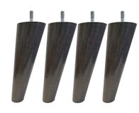 MARGOT Vintage passer Set van 4 bedpoten, hout, grijs eiken, hoogte 17 cm