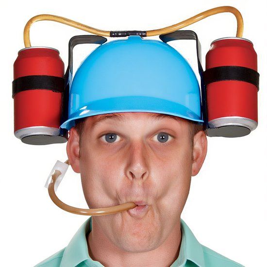 Merkloos Relaxdays Feest drinkhelm - voor 2 blikjes - met slang - lichtblauw