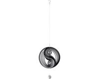 Art Bizniz Windspinner Yin Yang RVS zwart zilver -38 cm rond hoogte met koord 108cm kogel