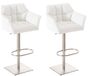 CLP Damaso Set de 2 tabourets de bar - Similicuir blanc acier inoxydable