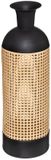 Atmosphera Bloemenvaas Oriental - zwart/beige - gietijzer - D18 x H60 cm - flessenhals vaas