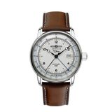 Zeppelin 8666-1 Polshorloge Heren Automatisch Leer Zilverkleurig Wit 42 mm