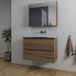 Saniclass Chaci Ensemble de meubles de salle de bain - 80x46x55cm - lavabo en céramique noir - 1 vasque - sans trou pour robinet - 2 tiroirs - armoire de toilette - noyer (bois)