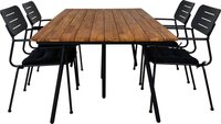 Chan tuinmeubelset tafel 100x200cm en 4 stoel Nicke zwart, naturel.