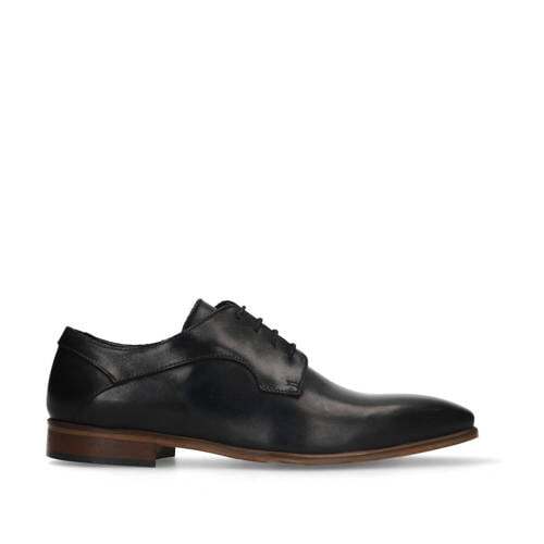 Manfield Manfield leren veterschoenen zwart