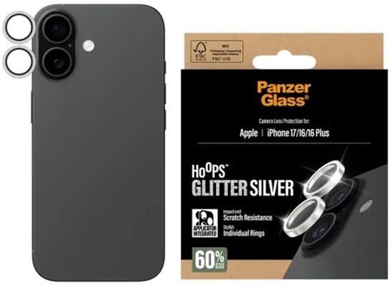PanzerGlass Camera Protector Hoops Optic Rings geschikt voor Apple iPhone 17 - Glitter Zilver