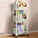 Shally Dogan Multifunctionele trolley voor tijdschriften en spelletjes, ruimtebesparend, met 360° draaibare wielen, smal, met 3 planken, ideaal voor boeken, tijdschriften, speelgoed (grijs)