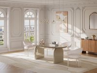Vente-unique Eettafel 8 personen in MDF - Glanzend beige - FELYRIA