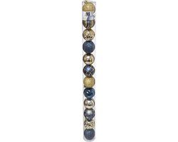 FEERIC CHRISTMAS Kerstballenset 12 stuks - 6 cm - Goud/Blauw