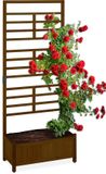 Merkloos Relaxdays plantenbak met klimrek - 171x71,5x32 cm - hout - bruin